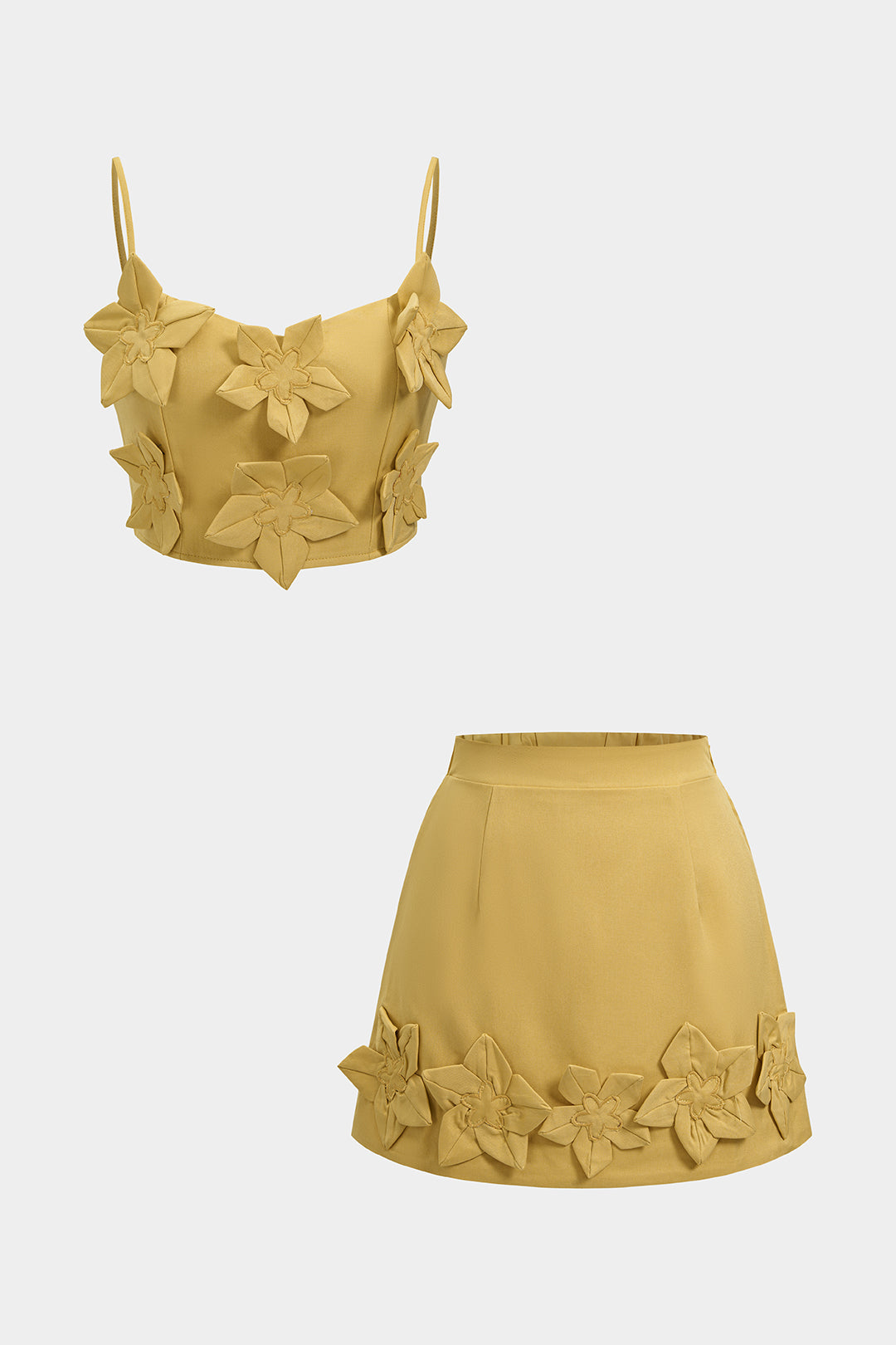 3D Floral Cami Top And Skirt Set