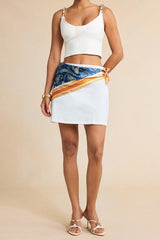 Artistic Print Asymmetrical Tie-Up Skirt
