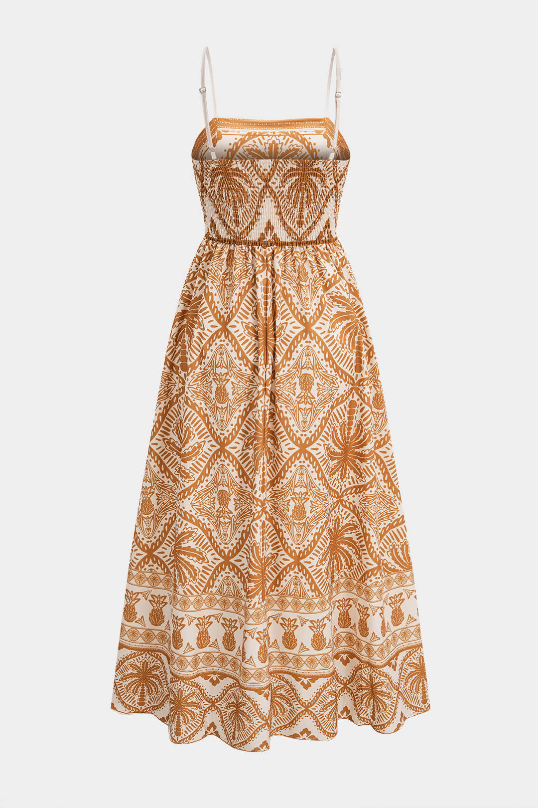 Bohemian Print Smocked Backless Sleeveless Maxi Dress
