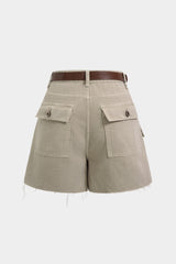 Denim Pocket High Waist Wide Leg Shorts