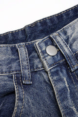 Denim Asymmetrical Ripped High Waist Wide Leg Jeans