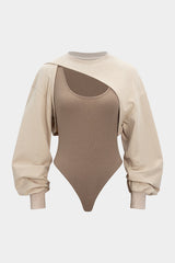 Contrast Two-Piece Long Sleeve Bodysuit