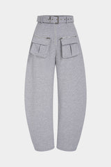 Belted Zipper Pocket Pants