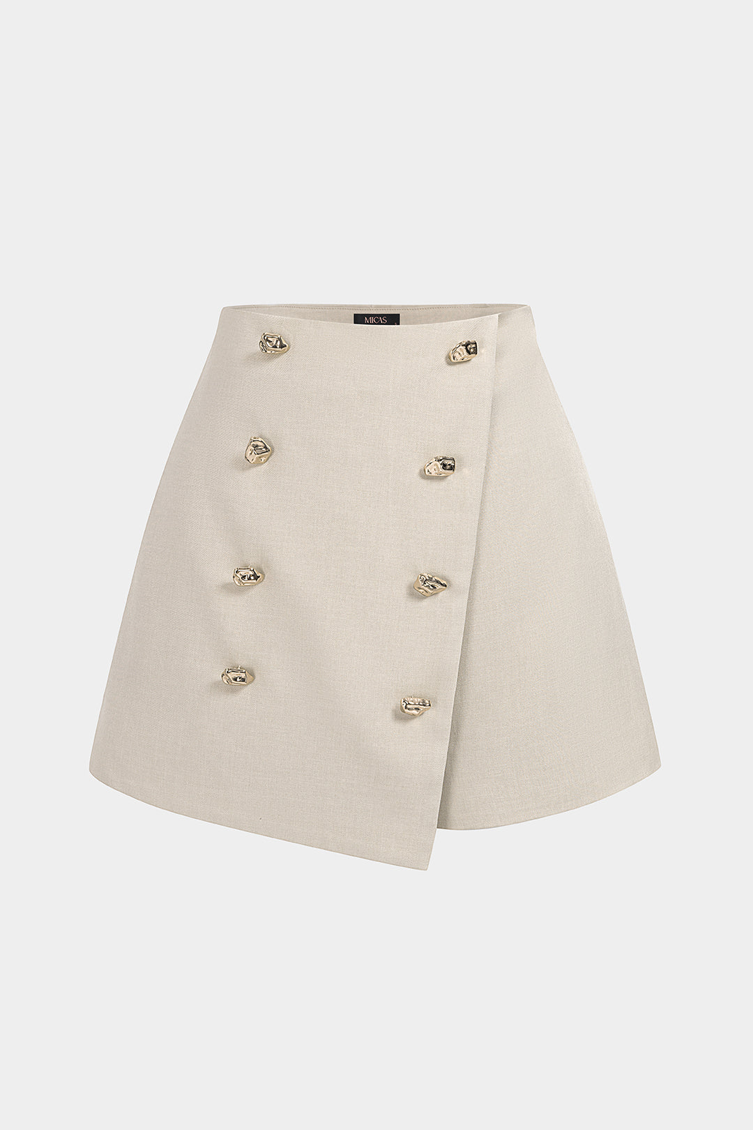Asymmetrical Metallic Button Skort