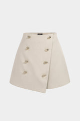 Asymmetrical Metallic Button Skort
