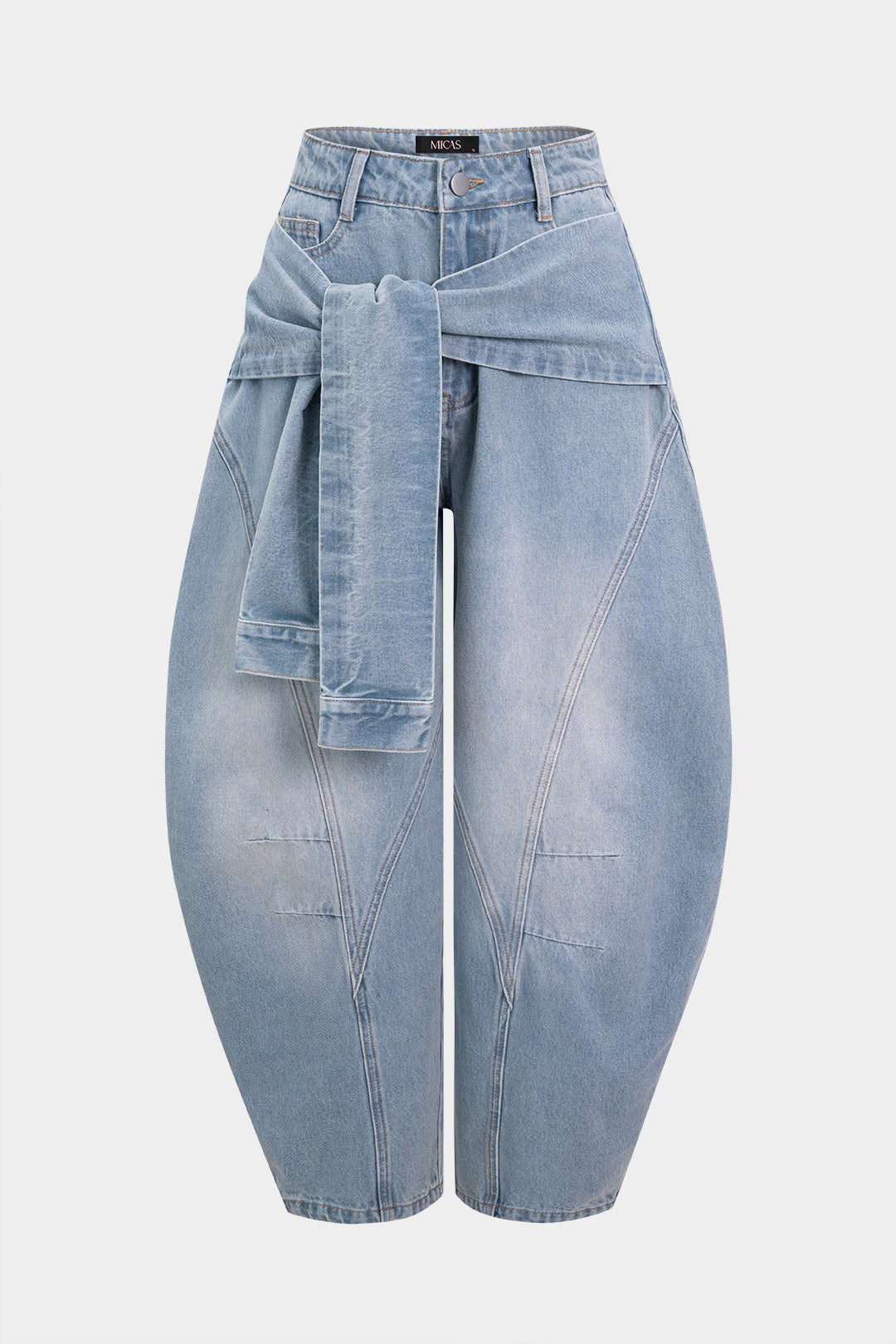 Denim Tie-Up Barrel Jeans
