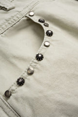 Denim Studded Rivet Ruched Wide Leg Jeans