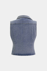 Denim Asymmetrical Button Tank Top