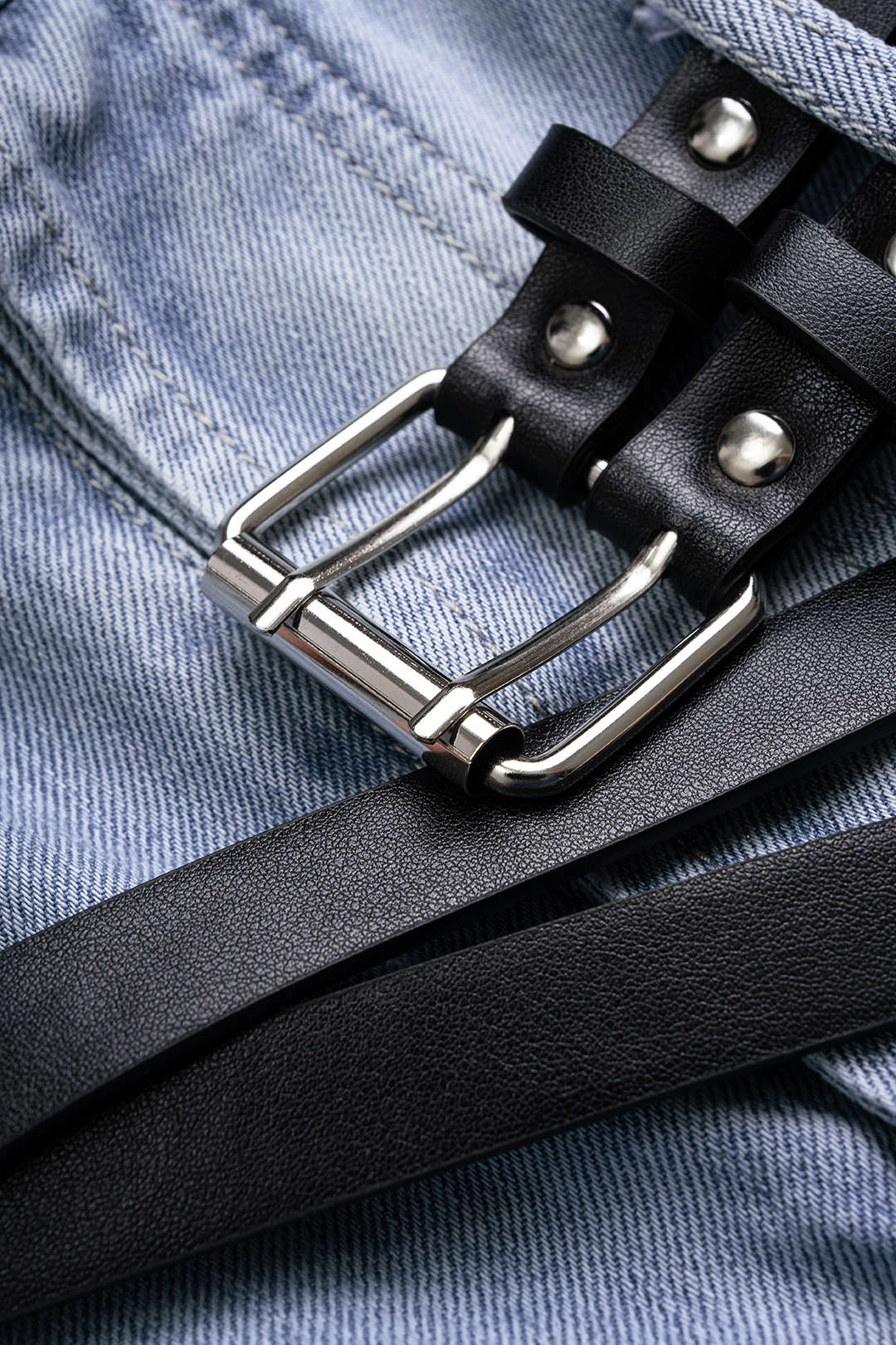Denim Belted Frayed High Waist Zipper Wide Leg Jeans