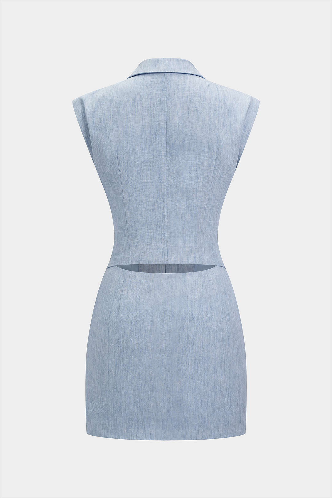 Asymmetrical Notched Lapel V-Neck Cut Out Sleeveless Mini Dress