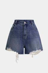 Denim Ripped Wide Leg Shorts