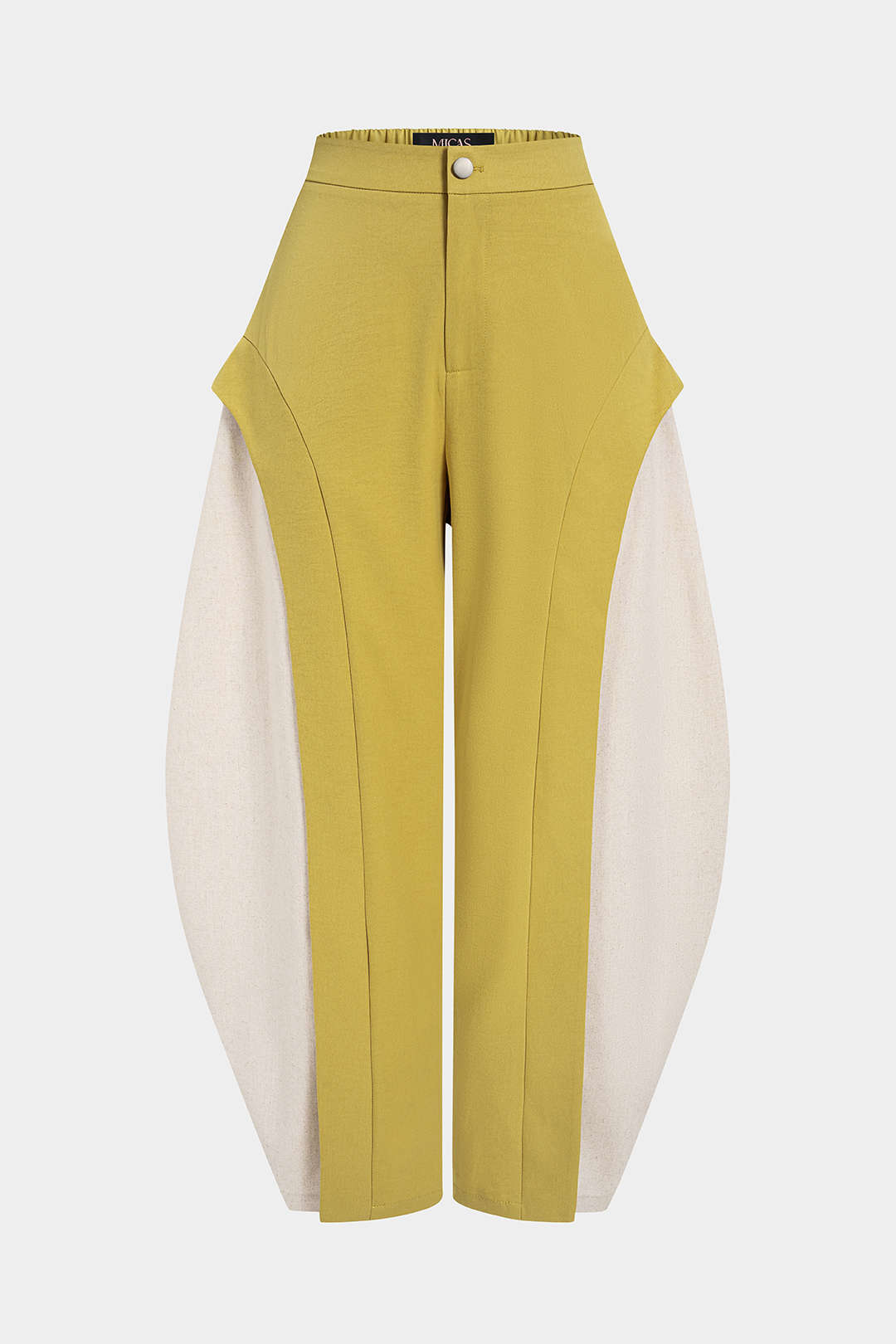 Contrast Button Wide Leg Pants