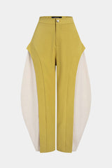 Contrast Button Wide Leg Pants
