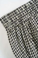 Checkered Print Tie-Up Lantern Trousers
