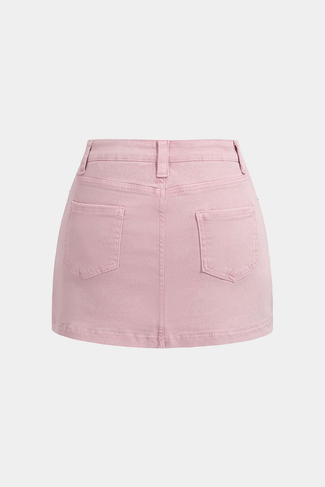 Denim Metallic Zipper Ripped Skirt