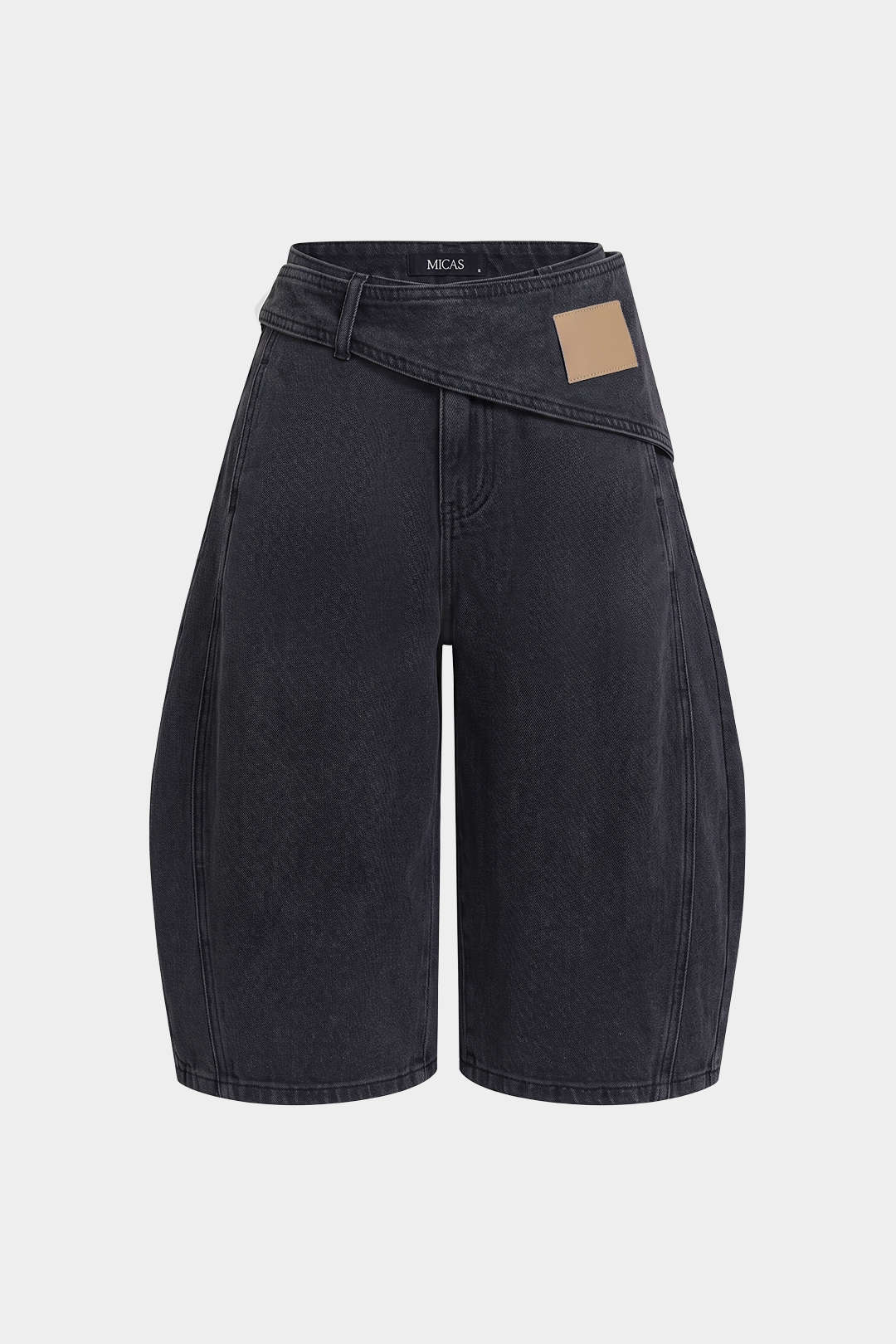 Denim Asymmetrical High Waist Wide Leg Shorts
