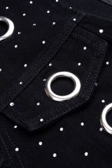 Denim Metallic Eyelet Vest