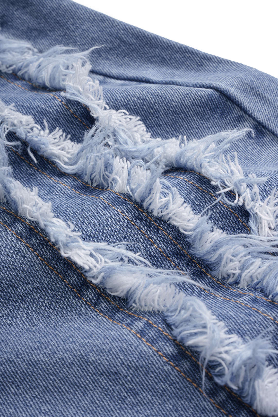 Denim Frayed Wide Leg Jeans