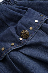Denim Shirred Waistband Ruched Pocket Mini Skirt