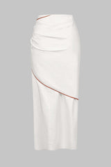 Contrast BInding Ruched Knotted Skirt