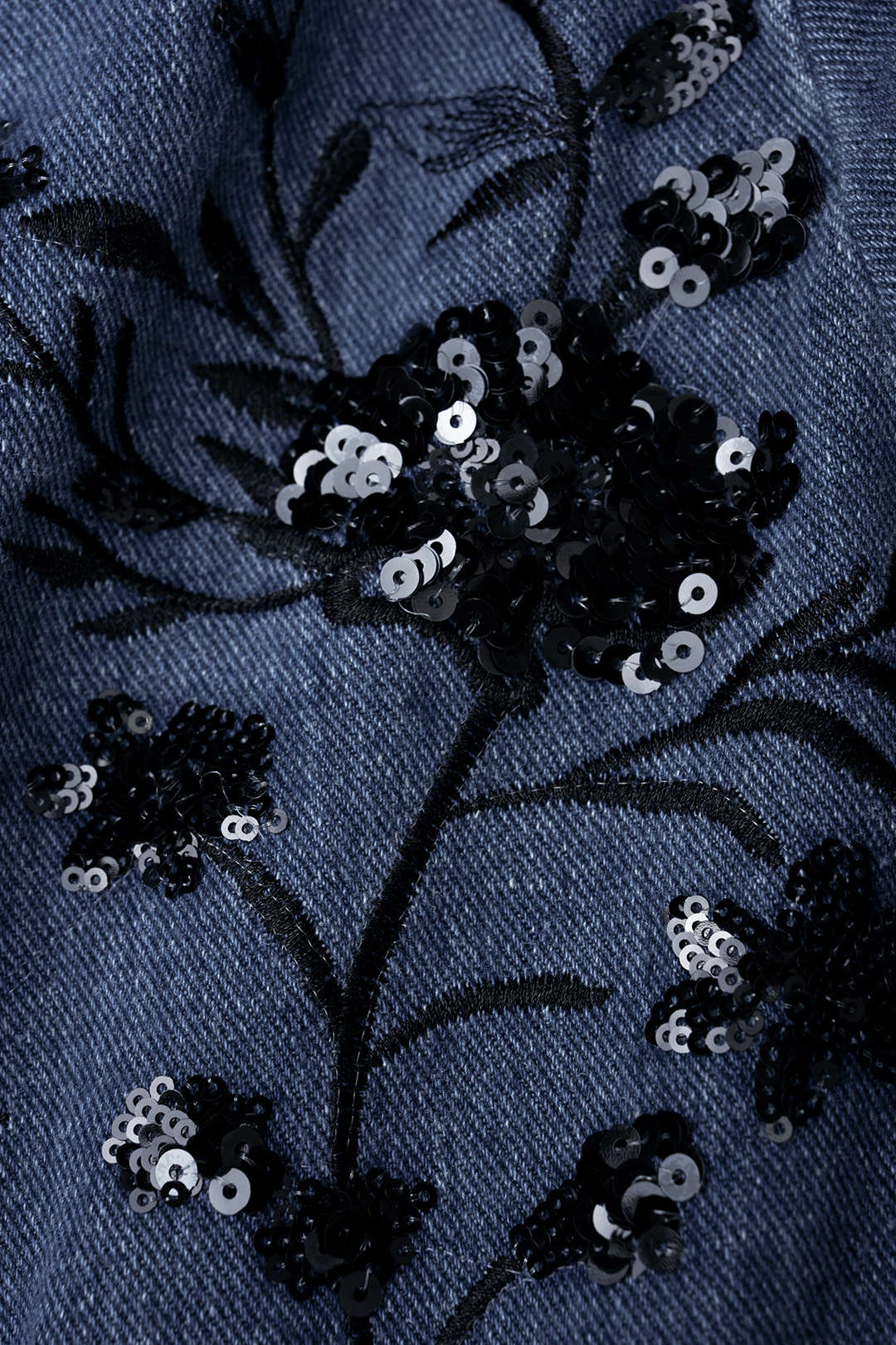 Denim Patchwork Sequin Embroidery Jacket