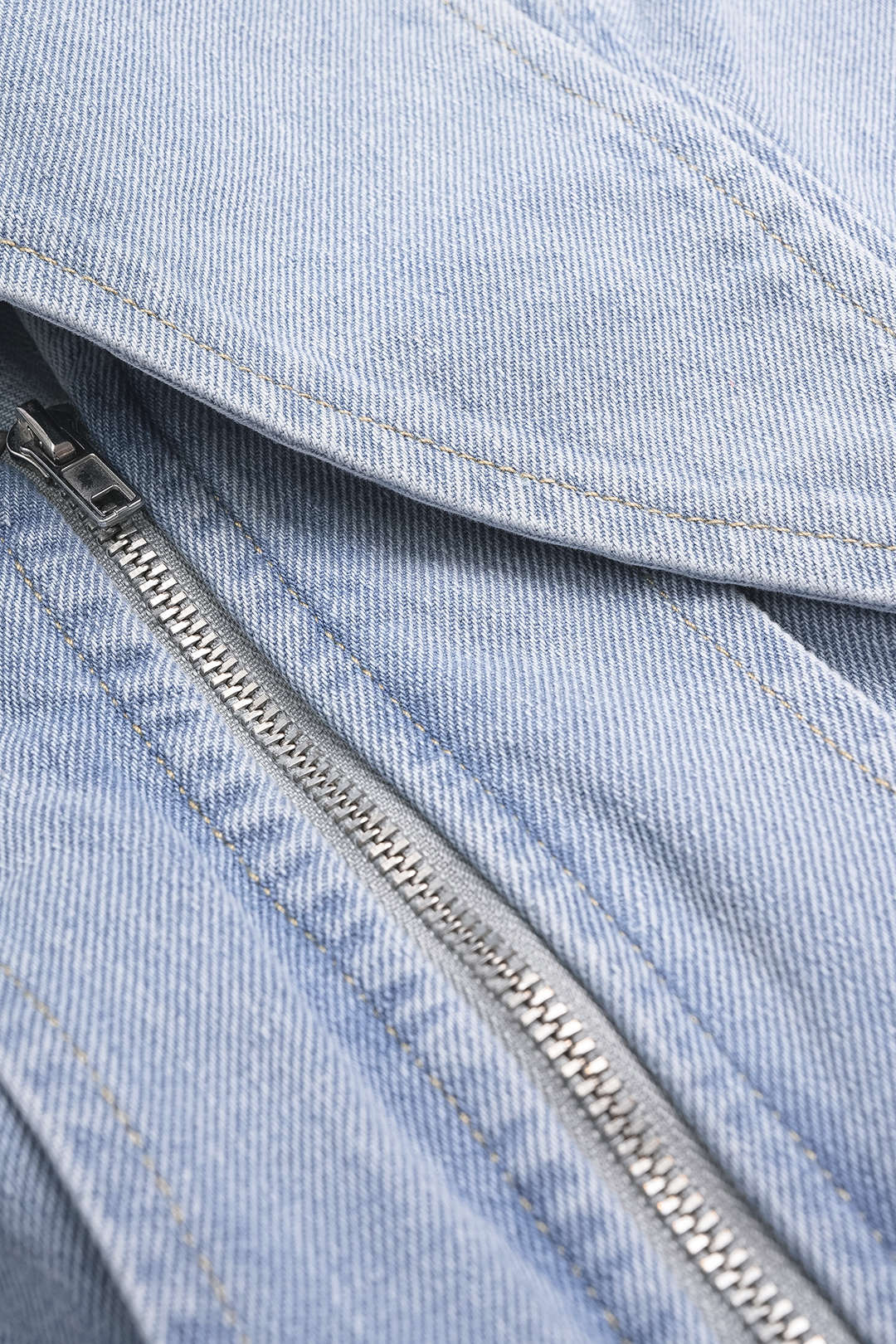 Denim V-Neck Asymmetrical Zipper Vest