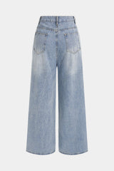 Denim Ripped Wide Leg Jeans