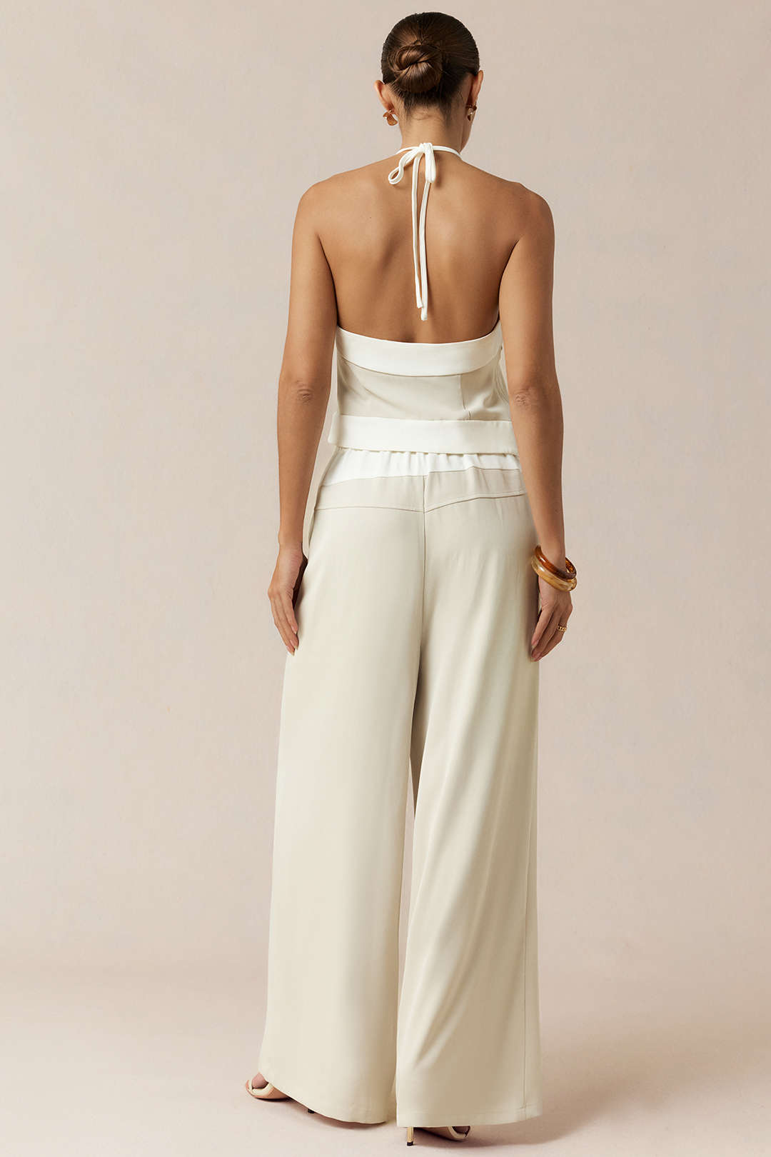 Contrast Drawstring Wide Leg Pants
