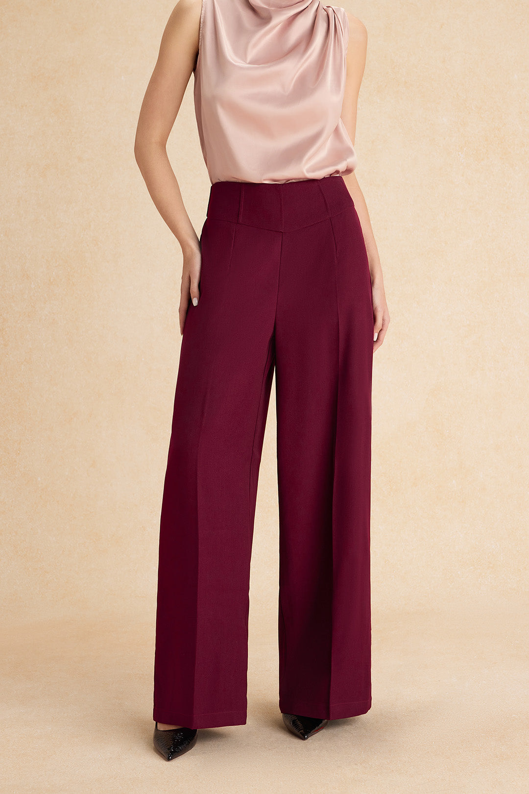 Basic High-Waisted Wide Leg Trousers