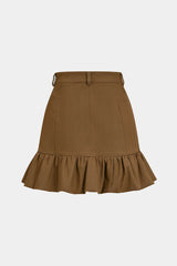 Denim High Waist Ruched Hem Skirt