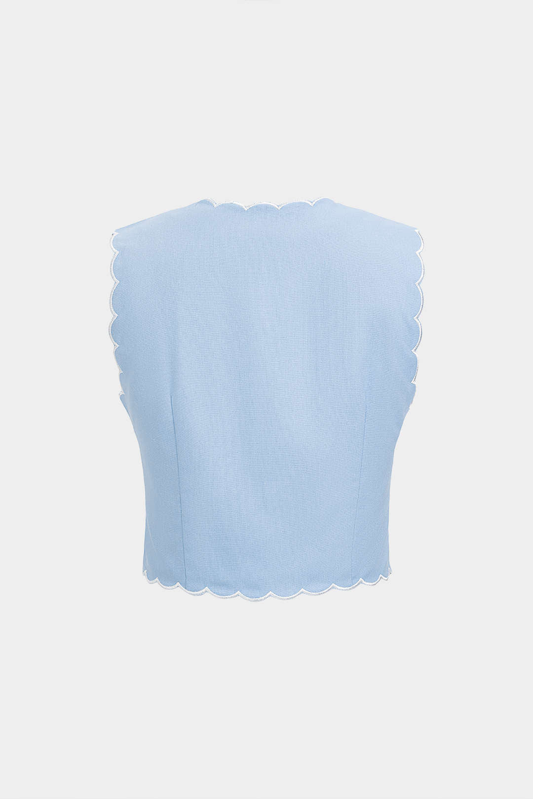 Contrast Whipstitching Linen Button Tank Top