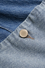Denim Button Straight Leg Jeans
