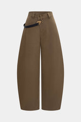 Asymmetrical Metallic Decor Barrel Trousers