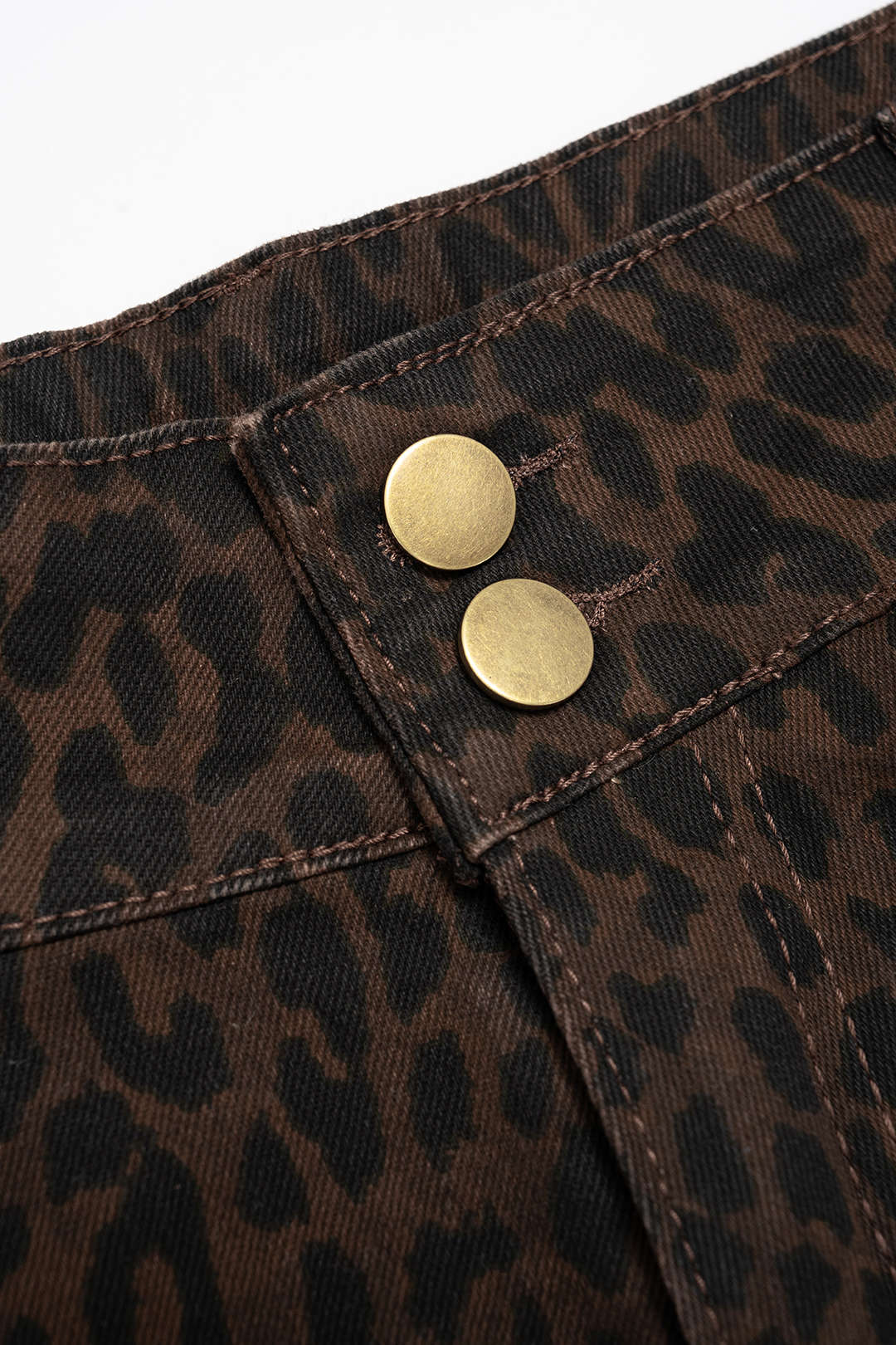 Denim Leopard Print High Waist Shorts