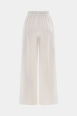 Contrast Binding Drawstring Shirred Waistband Wide Leg Pants
