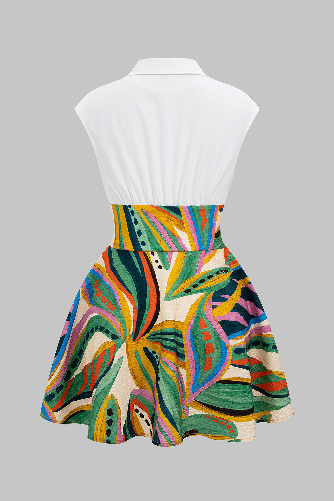 Branches Print V-Neck Sleeveless Mini Dress