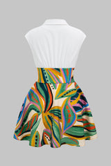 Branches Print V-Neck Sleeveless Mini Dress