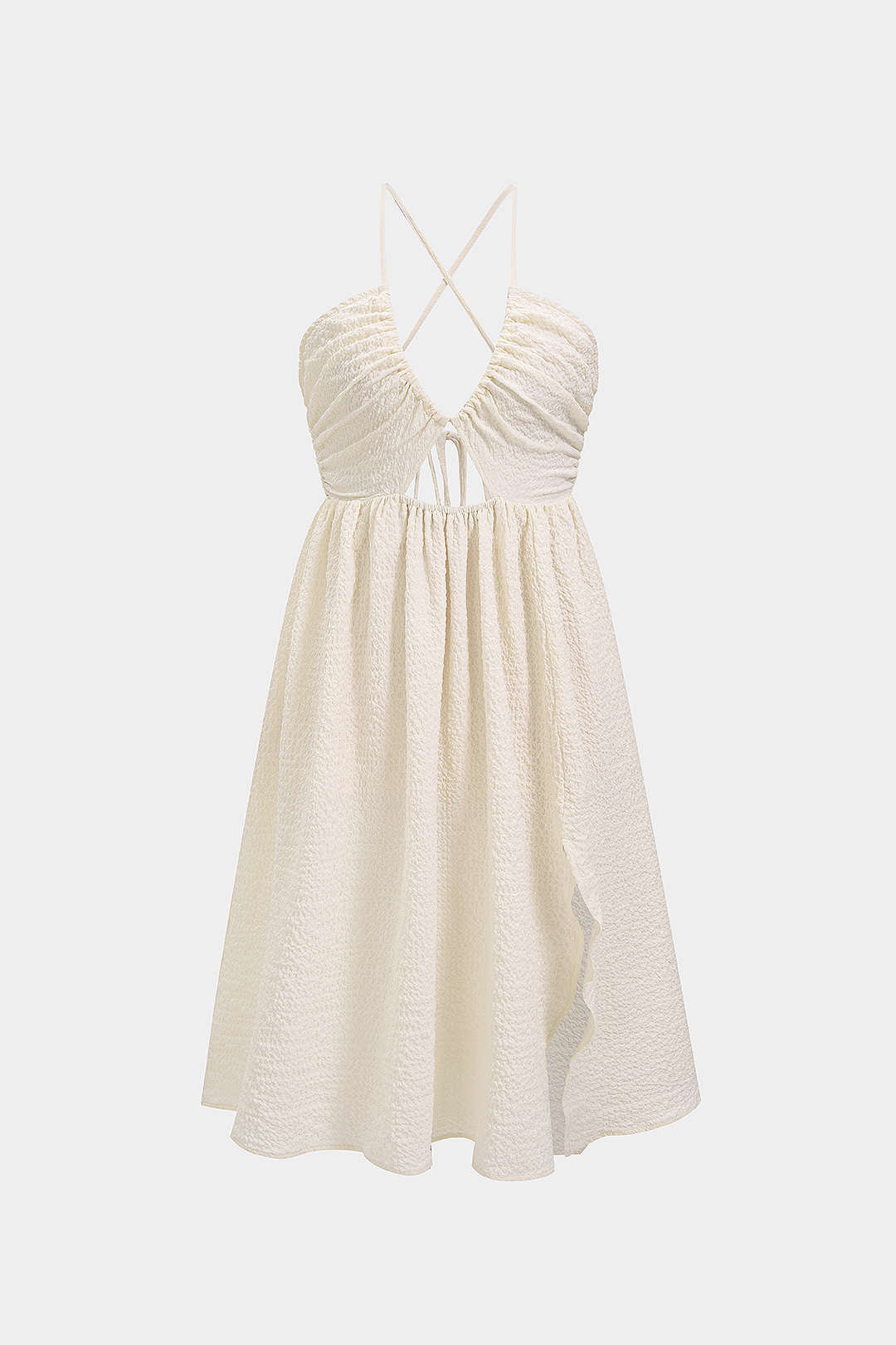 Backless V-neck Slit Midi Dress