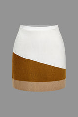 Color Block Knit Mini Skirt
