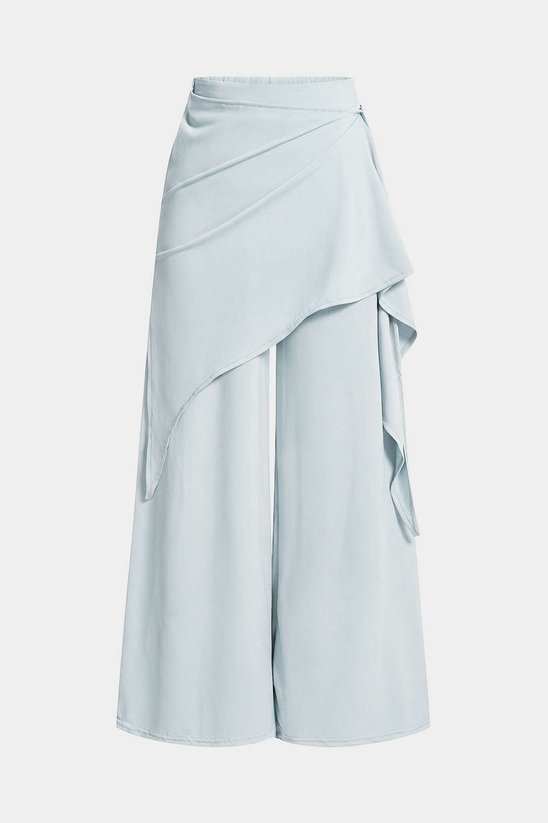 Asymmetrical Ruched Tie-Up Wide Leg Pants