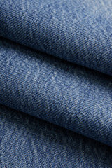 Denim Button Straight Leg Jeans