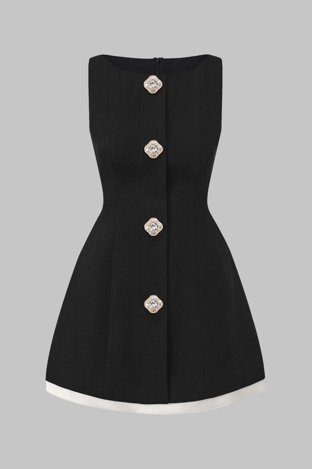 Contrast Binding Button Detail Sleeveless Mini Dress