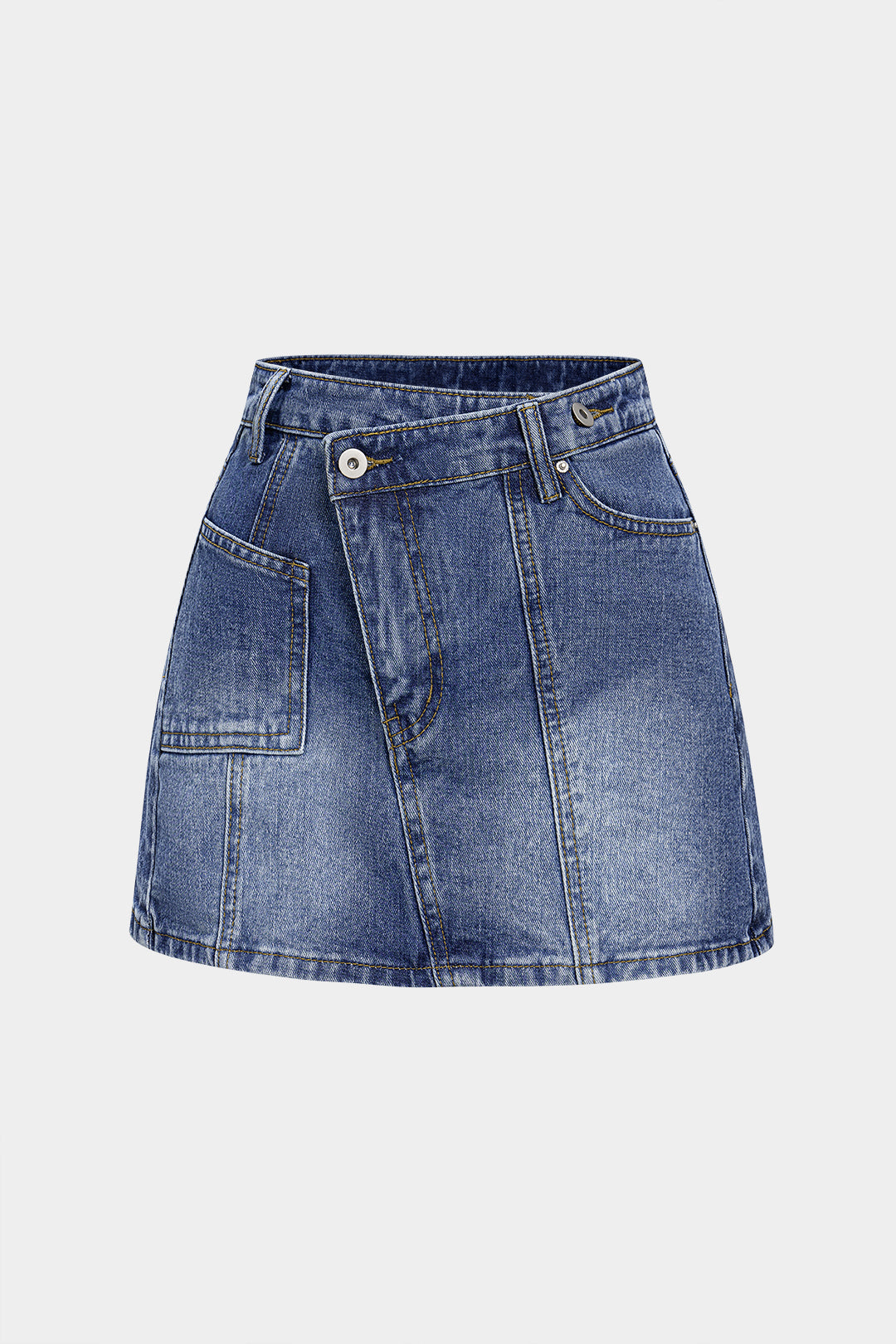 Denim Asymmetrical High Waist Skirt