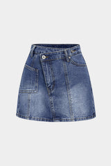 Denim Asymmetrical High Waist Skirt
