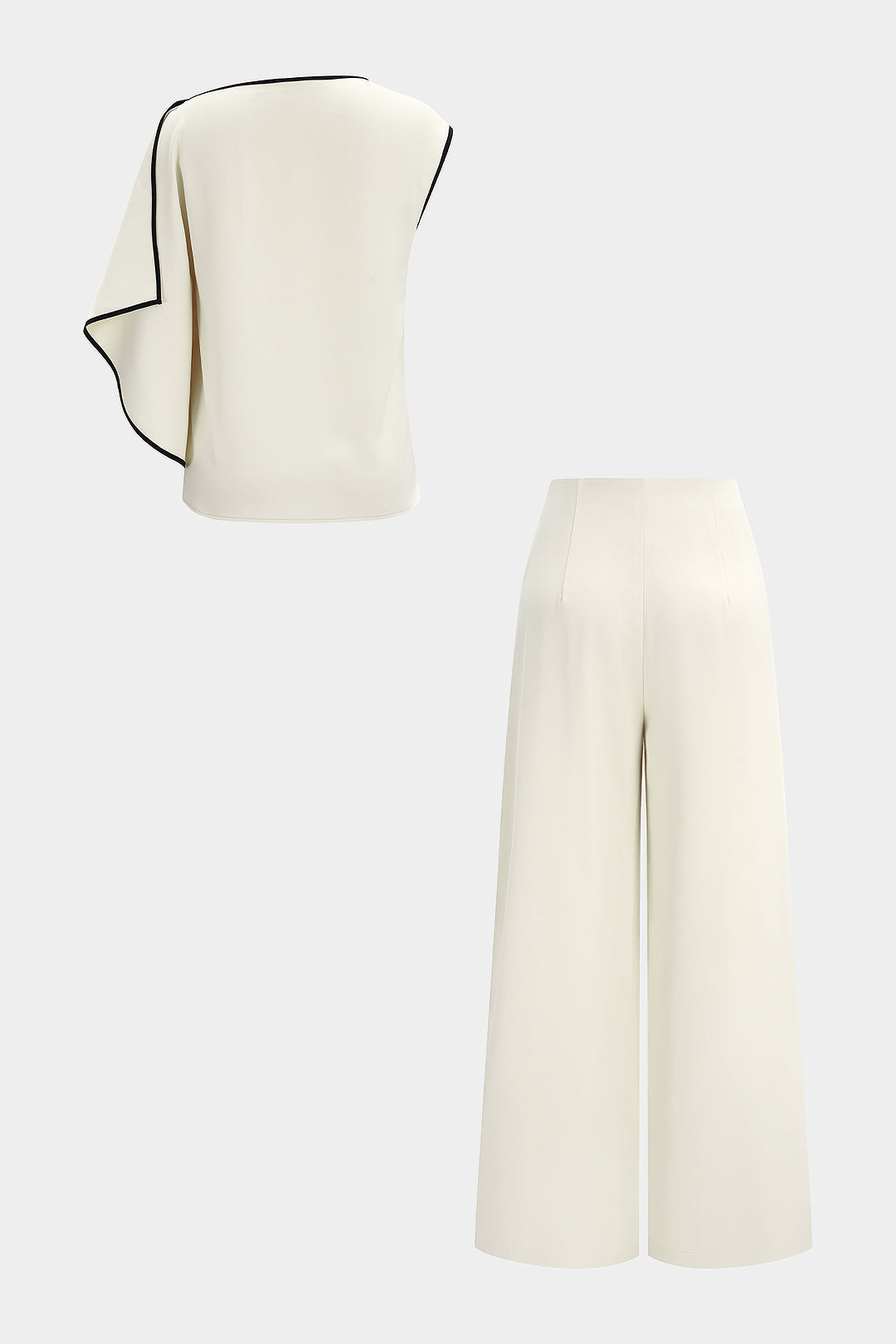 Contrast Binding Asymmetrical Tank Top And Straight Leg Pants