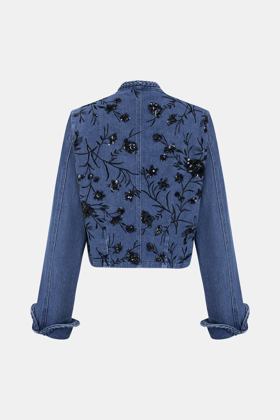 Denim Patchwork Sequin Embroidery Jacket