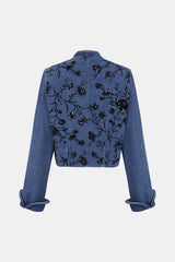 Denim Patchwork Sequin Embroidery Jacket