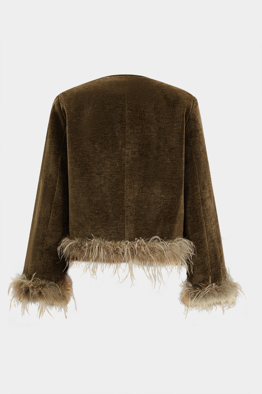 Corduroy Patchwork Feather Trim Blazer