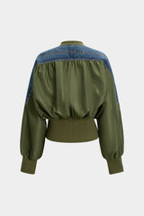 Denim Patchwork Zipper Jacket