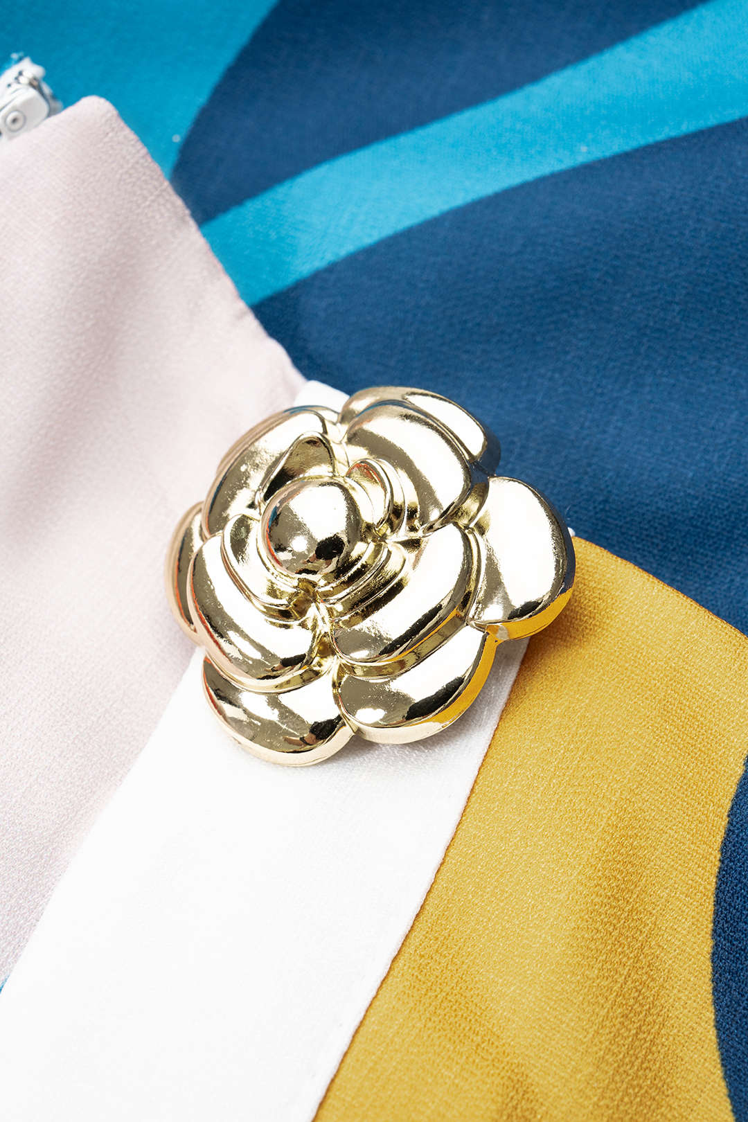 Color Block Print Linen Metallic Asymmetrical Skirt